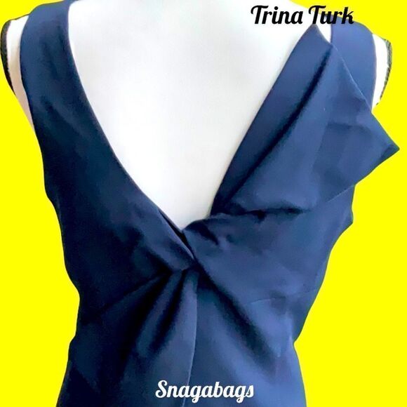 TRINA TURK NWT CLEMENTE BACK TWIST SLEEVELESS DRESS INDIGO BLUE SIZE 12 - Picture 5 of 9